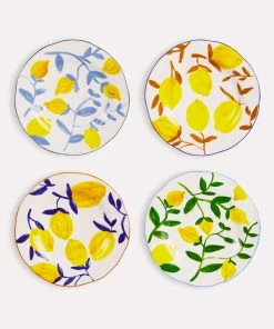 &klevering Set of 4 Large Lemon Twig Plate