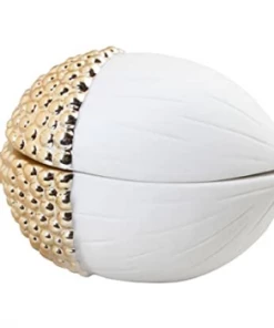 &klevering Small White and Gold Acorn Box