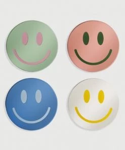 &klevering Smiley Face Glass Coaster Set