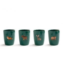 &klevering Set of 4 Multicolor Forest Animals Mug