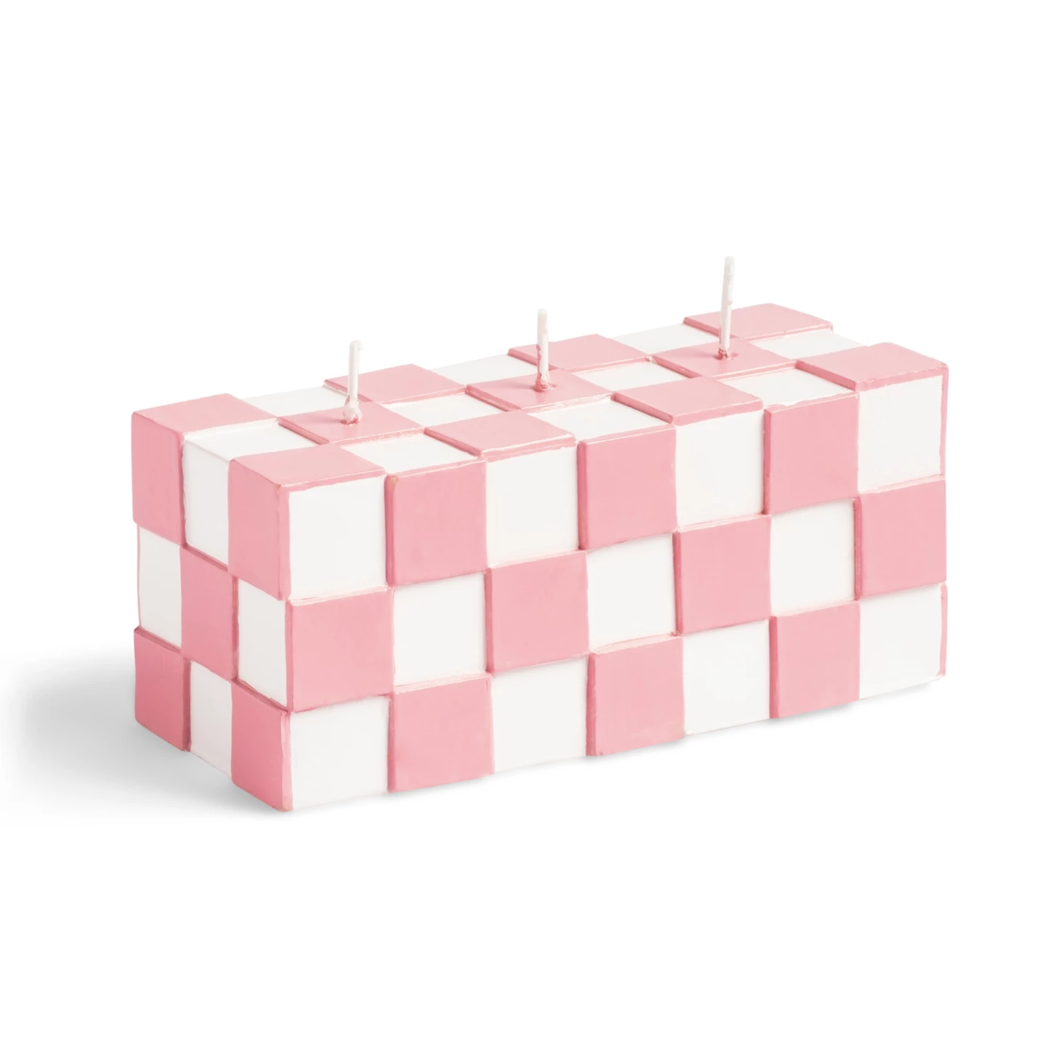 &klevering Check Rectangle Candle in Pink &klevering Check Rectangle Candle in Pink